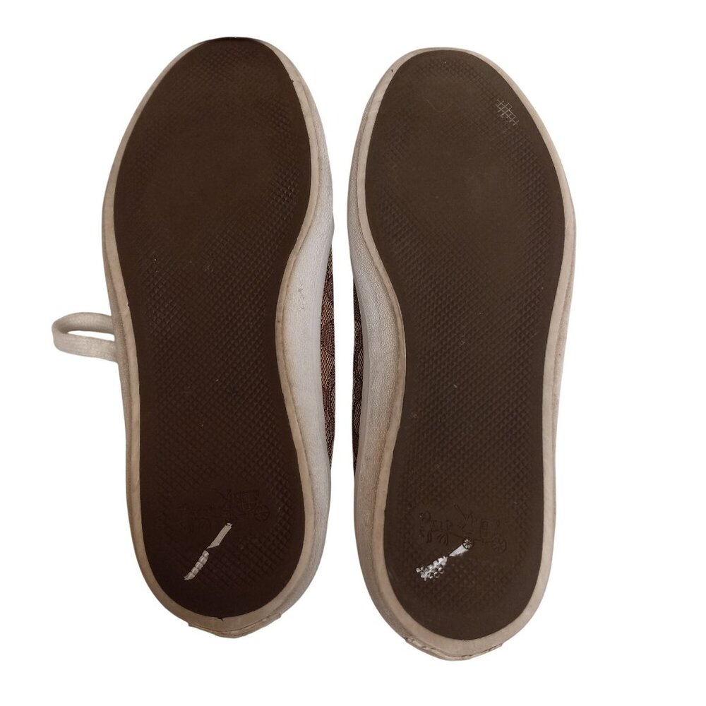 Coach Size 8 8B Sneakers Signature Canvas Lace Up Brown White Napa Leather - Picture 6 of 9